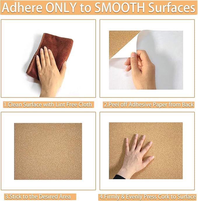SUNGIFT Cork Board Tiles 12"x12" - 1/2 Inch Thick, 12 Pack | Self-Adhesive Square Bulletin Boards with 100 Push Pins for Photo Walls, Office Notes and Dorm Decor - Image 7