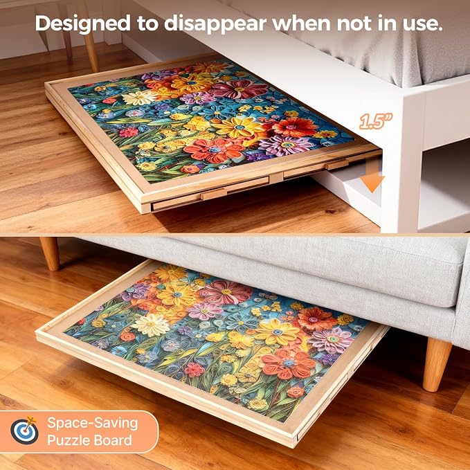 ALL4JIG 1000 Piece Rotating Puzzle Board with 4 Drawers 20.94"x28.74"Portable Wooden Jigsaw Puzzle Table for Adults,Lazy Susan Spinning Puzzle Boards Birthday Gift for mom,Surface for Lego Building - Image 5