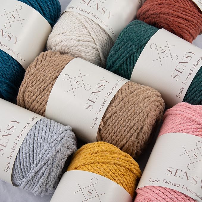 S Sensy 3mm Triple-Recycled Cotton Macrame Cord 4 Skeins, Silver 82 Yards - Image 6