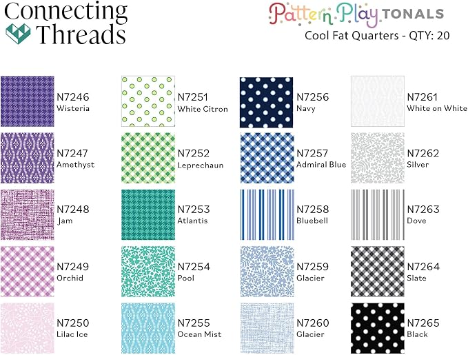 100% Cotton Fat Quarters Fabric Bundles for Sewing | 20 pieces of 18x22 inch geometric precut cotton fat quarters in the Pattern Play Tonals collection - Image 2