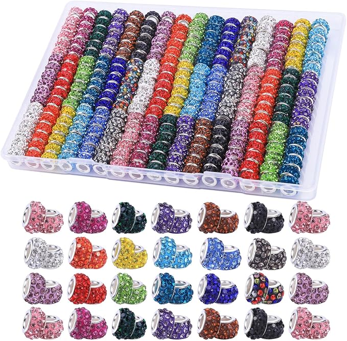 Aipridy Large Hole European Beads, Craft Supplies Kit，Assorted Mixed Color Lampwork Spacer Beads for DIY Bracelet Jewelry Making (120, Mixed) - Image 7