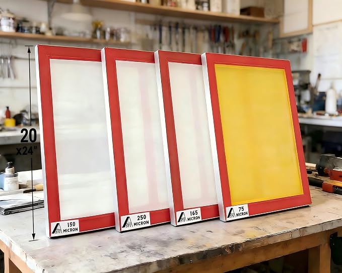 Aluminum Screen Printing Screens, 20 x 24 Inch Pre-Stretched Silk Screen Frames, Dry Sift Screen Set, Polyester mesh Screen, 60 90 110 200 Mesh, Micron Equiv 250 165 149 75 (4pack), 3 White 1 Yellow - Image 2