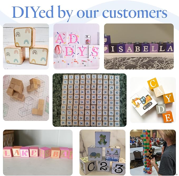DIY Wooden Cubes 3-inch, Pack of 2 Large Wooden Blocks, Unfinished Wood Blocks for Crafts, STEM, Dice, and Building Blocks for Stacking, by Woodpeckers - Image 6