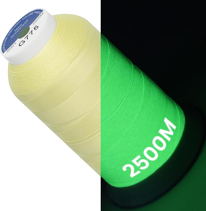 New brothread Single Huge Spool Glow in The Dark Embroidery Thread -G775 | Luminary Embroidery Machine Thread, 30WT, 2500M(2735Y) Each Spool, for Embroidery, Quilting, Sewing by Newbrothread