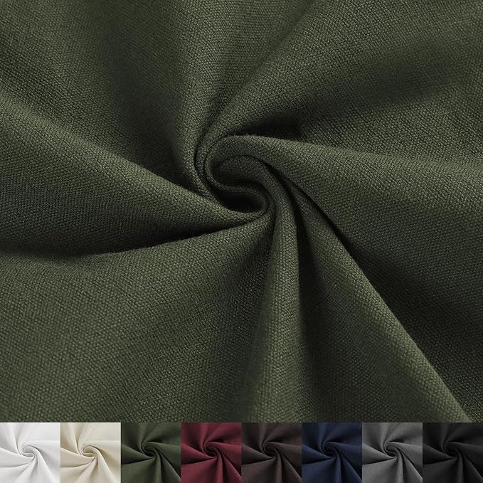 Canvas Fabric 10oz Cotton Upholstery Fabric Drop Cloth 12 Yard Army Green | Soft Duck Canvas Cloth, Thick Cotton Fabric By the Yard for Painting, Embroidery, Sewing, Cushion, Home Decor, Arts & Crafts by konelia