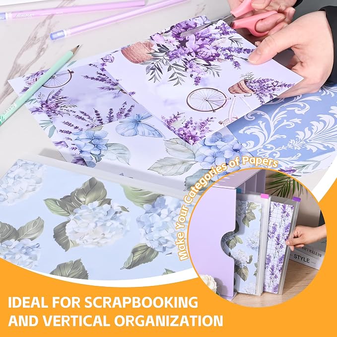 40 Pack Scrapbook Paper Storage 12x12 Paper Organizer with 120PCS Sticky Index Tabs for Holding Scrapbooking, Vinyl Sheets, Cardstock and Photos - Image 5