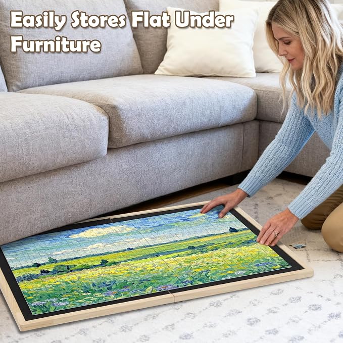 Puzzle Board, Tilting & Rotating Wooden Jigsaw Puzzle Table 1500 Pieces with 4 Non-Woven Drawers, 36"×26" Portable Puzzle Board Foldable with Upgraded Lazy Susan for Adults & Kids, Gift for Mum - Image 6