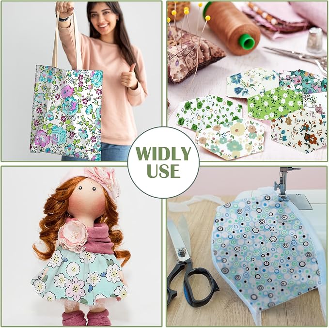 Kinlop 600 Pcs 5 x 5 Inch Floral Charm Packs for Quilting Green Flower Cotton Fabric Square Bulk Precut Fabric Squares Strips Printed Green Floral Patchwork for DIY Craft Sewing Accessory - Image 6