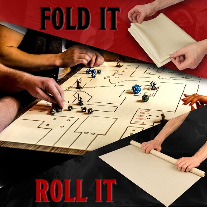 Silicone Battle Grid Mat - 24"x 36" Double-Sided Tabletop RPG Map - XL Parchment Gaming Surface for D&D, Pathfinder - Foldable, Non-Slip, Dry/Wet Erase Dungeon Master Mat - Image 5