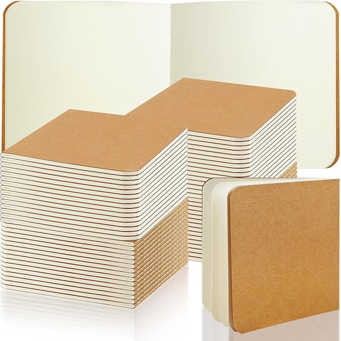 150Pack Mini Notebooks Bulk, Mini Pocket Kraft Notebooks, 4 x 4 In | Blank Journal Notepad, Small Unlined Sketchbook for Writing Drawing Note-Taking DIY Projects, 24 Sheets, 48 Pages by Unknown