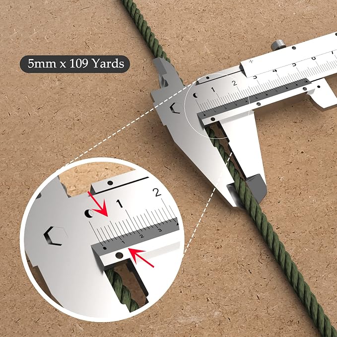 ZUEXT Macrame Cord, Army Green, 5mm x 109yds Cotton String Macrame Yarn | 100% Natural Handmade, 4 Strands Twisted Cotton Rope, For Wall Hanging Plant Hangers Gift Wrapping Tapestry DIY Crafts, 100m - Image 3