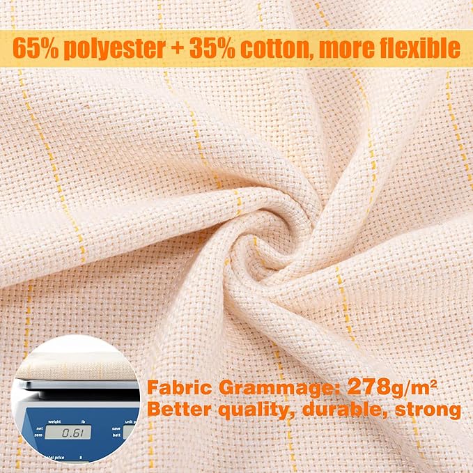 79×59in Durable Yet Forgiving Overlocking Tufting Cloth with Marked Lines | Biubee Large Primary Monks Cloth Punch Needle Fabric for DIY Tufting Rug Tufting Gun, Beginners and Experts - Image 4