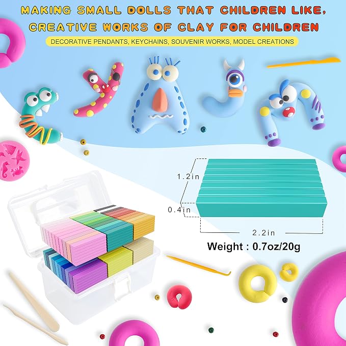 Cyajm 60 Colors Oven Bake Clay Kit, Individually Wrapped | For kids jewelry making, home art. Easy to shape and bake - Image 2
