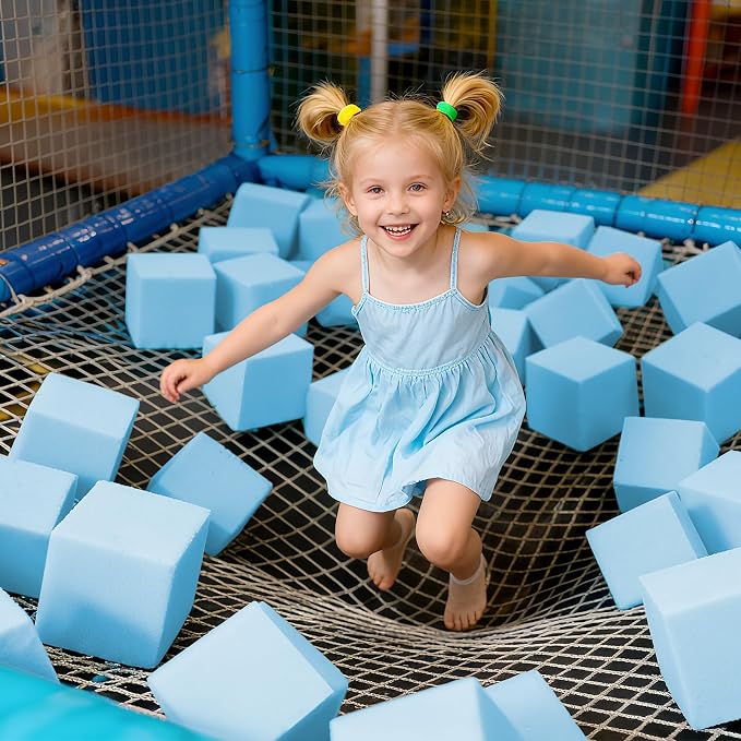 Foam Pit Blocks Foam Padding Sponge Pit Cubes Sponge Blocks for Amusement Park Gymnastics Freerunning and Parkour Courses - 24PCS 5" x 5" x 5" (Light Blue) - Image 7