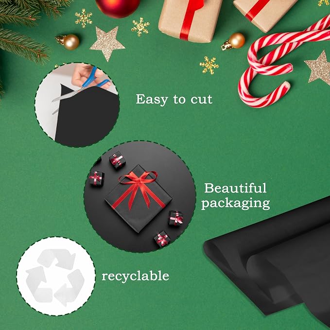 Black Tissue Paper (500 Sheets) for Gift Wrapping, 20 X 30 Inch Packaging Wrapping Tissue Paper Bulk for Floral, Birthday, Christmas, Halloween, DIY Crafts - Image 4