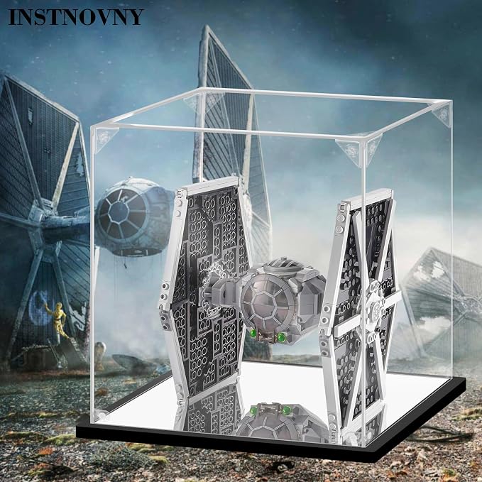 Acrylic Display Case for Collectibles Assemble Acrylic Display Box for Lego 75300 75304 75349 Helmet Model Clear Acrylic Case for Display Toys Action Figures(Black,7.9*7.9*9.8 inch) - Image 4