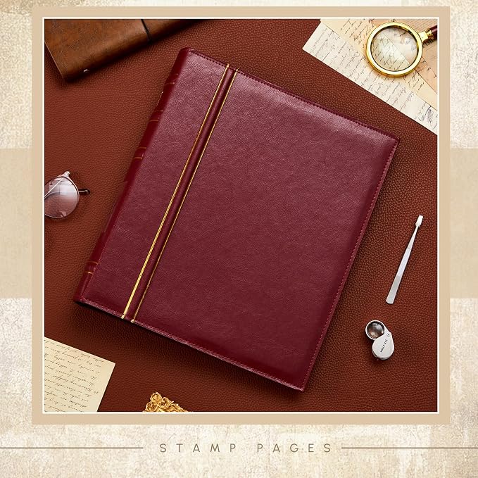 Stamp Collecting Album Binder Kit for Collectors, 1/2/3/4 Rows Banknotes Storage Book with 20 Stamp Pages, 4 Ring Binder, Tweezers and Magnifier, for Paper Money Bill Postage, Beginner Hobbyists Gift - Image 5