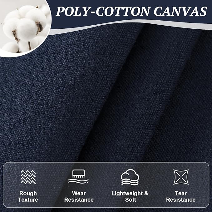 Canvas Fabric 10oz Cotton Upholstery Fabric Drop Cloth 59x36Inch Navy Blue | Soft Duck Canvas Cloth, Thick Cotton Fabric By the Yard for Painting, Embroidery, Sewing, Cushion, Home Decor, Arts & Crafts - Image 2