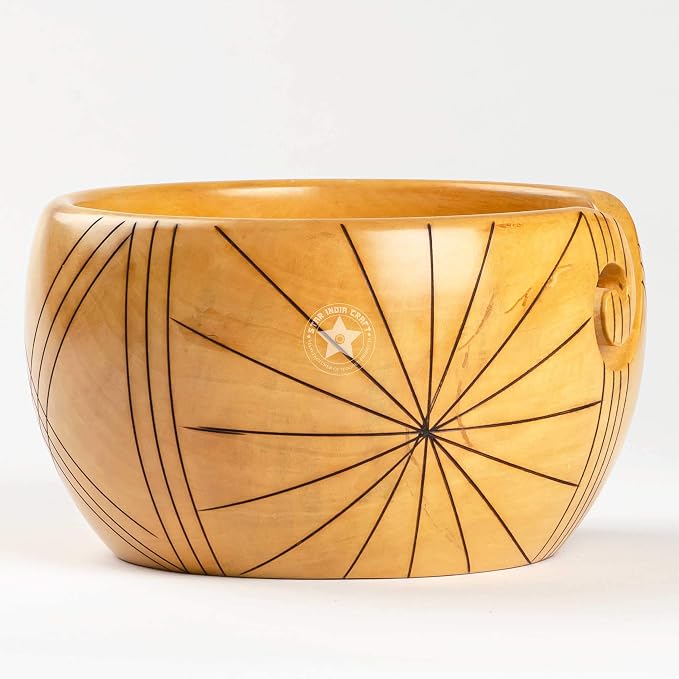 SIC Wooden Yarn Bowl for Knitting and Crochet, Haldu Lines Rosewood, 7 in | Hand-turned rosewood; smooth no-snag yarn slot; stable weighted base - Image 4
