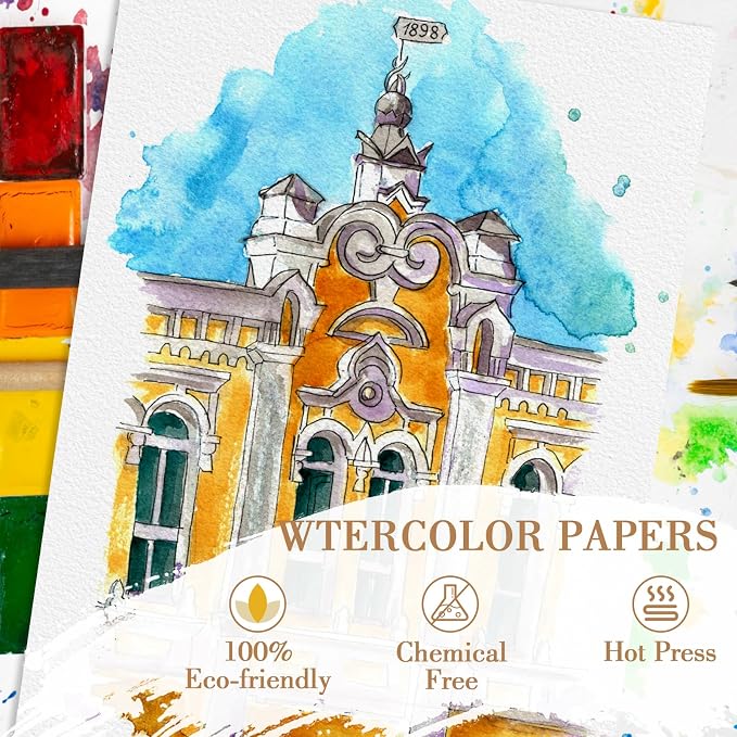 2 Pack Watercolor Paper Pad, 5.5x8.5 140lb/300g Water Color Paper, 20 Sheets Cold Press Drawing Painting Paper Sketchbook Notebook, Art Supplies for Watercolors Marker, Sketch Book for Kids Adults - Image 3