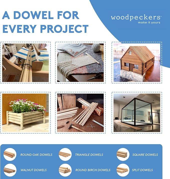 Split Wooden Dowel Rods 24-inch x 3/4-inch, Pack of 50 Unfinished for Slatted Wood Panel Crafts & DIY Accent Wall, by Woodpeckers - Image 4