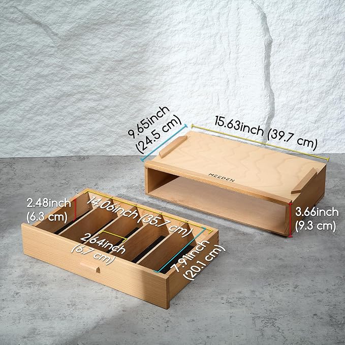 MEEDEN Artist Supply Organizer Box: 1-Tier Solid Beech Wood Art Box for Artist Supplies with Removable Dividers - Tool Storage Painting Supply Drawer Box - Image 3