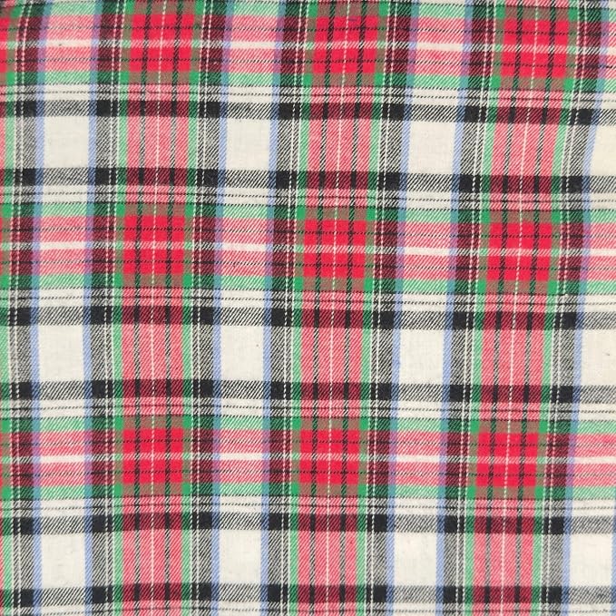 FabricLA 100% Cotton Flannel Fabric 60" Wide 180 GSM Lightweight - Super Soft Fabric for Sewing Quilts Pajamas Blankets Shirts and Crafts - Holiday Tartan Check, Style 8-25 Yard Pre Cut by FabricLA