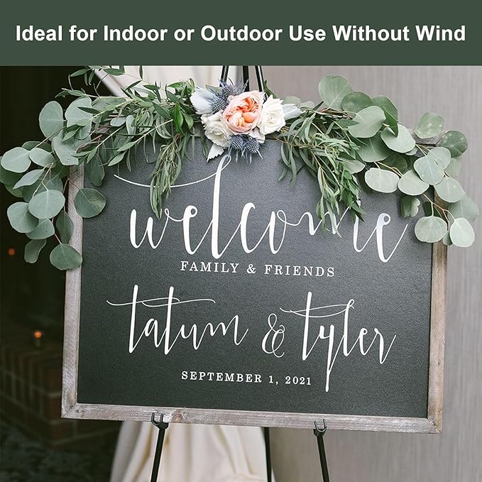 DANMO Easel Stand for Wedding Sign Poster 63'' Instant Display Easel for Floor Adjustable Metal Art Easel Black 3 Pack