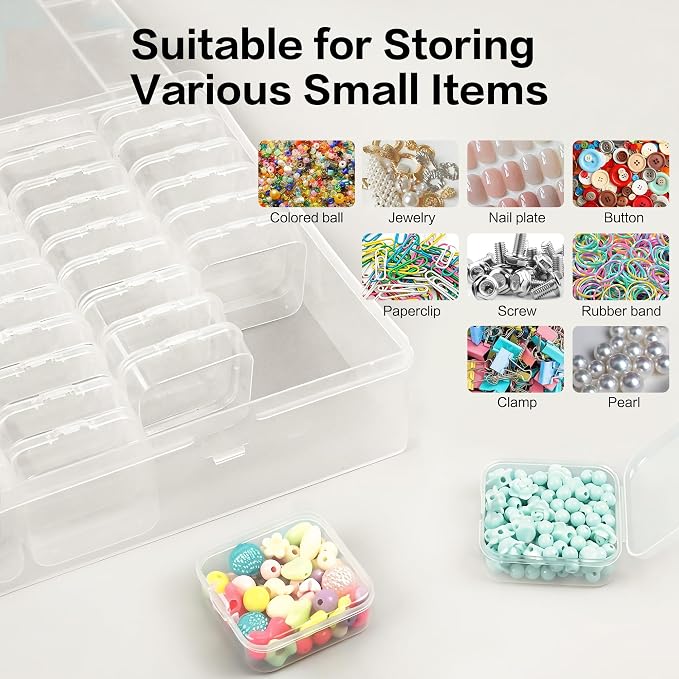 DILIBRA Large Bead Organizer Box, 132 Pcs Small Clear Storage Containers | Mini Bead Organizers and Storage Craft Case with Handle for Jewelry Screws Seeds Diamonds Arts Small Parts with Labels - Image 6