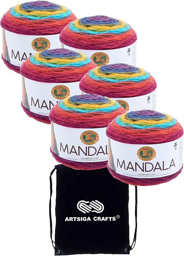 Lion Brand Yarn Mandala 525-213 Wizard | 3 Skeins, Same Dye Lot, Project Bag, CYC #3 DK-Light Worsted, 100% Acrylic, Ideal for Crochet, Knitting Baby Blankets by LionBrandYarn