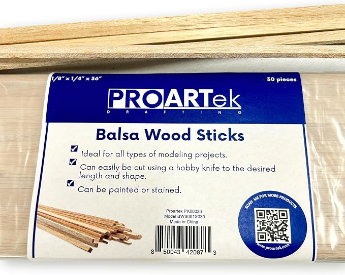 PK00030 Model BWS001X030 Balsa Wood Strips, 1/8" x 1/4" x 36" (Pack of 30) Select, Light-hued Wood Material with Exceptional Lightweight Nature, Ideal for Diverse Crafts - Image 2