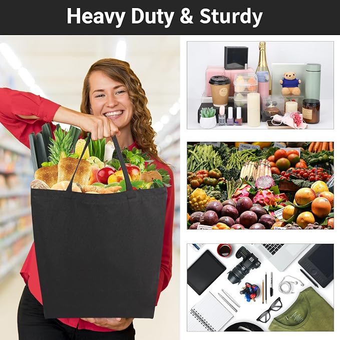 Segarty Canvas Tote Bag Bulk, 6 Pack 20x15.7 Canvas Bags for Women, Reusable Totes Aesthetic with Blank Natural Cotton Cloth for DIY, Grocery Shopping, Beach, Travel，Gift - Image 5
