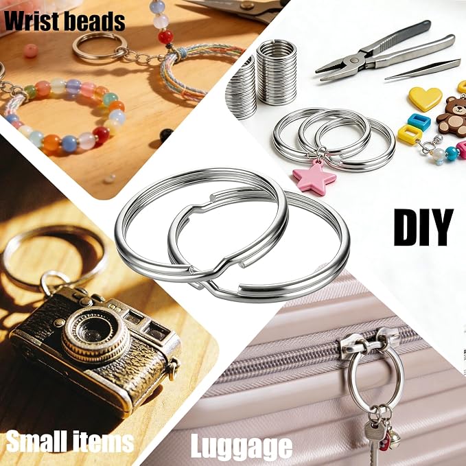 500PCS Key Rings Bulk,1 Inch (25mm) Split Metal Alloy Keychain Rings | Sturdy alloy split key‑rings fit jewelry‑making,bag pendants,handmade crafts and daily key‑organizing - Image 5