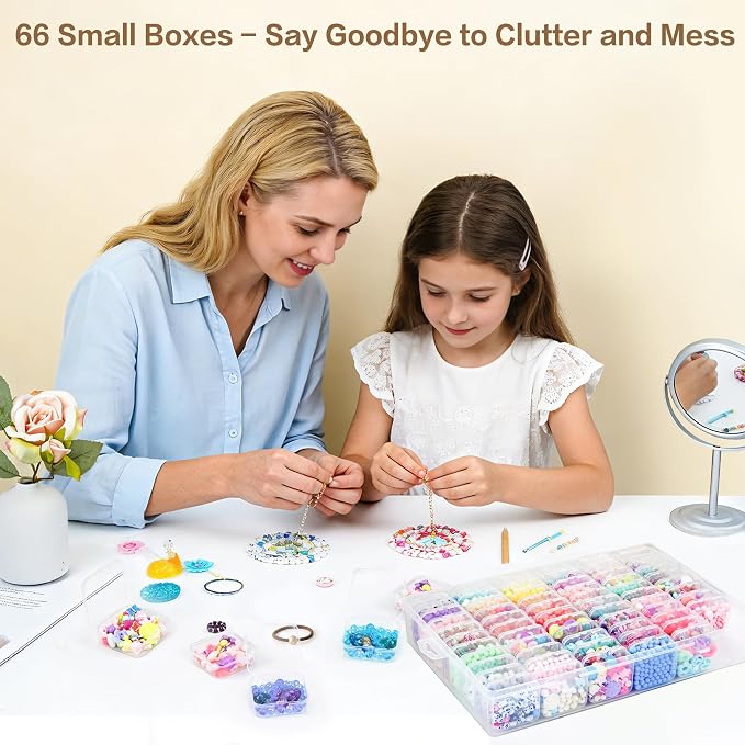 DILIBRA Large Bead Organizer Box, 132 Pcs Small Clear Storage Containers | Mini Bead Organizers and Storage Craft Case with Handle for Jewelry Screws Seeds Diamonds Arts Small Parts with Labels - Image 7