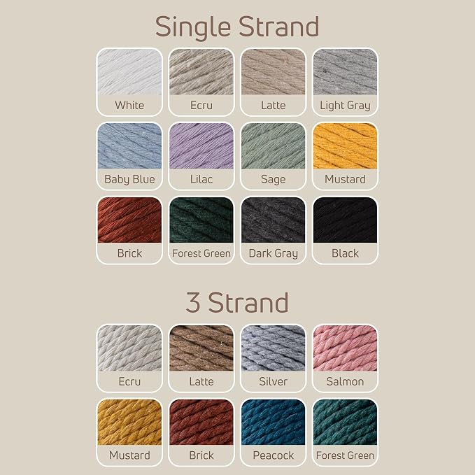 S Sensy 3mm Triple-Recycled Cotton Macrame Cord 4 Skeins, Silver 82 Yards - Image 4
