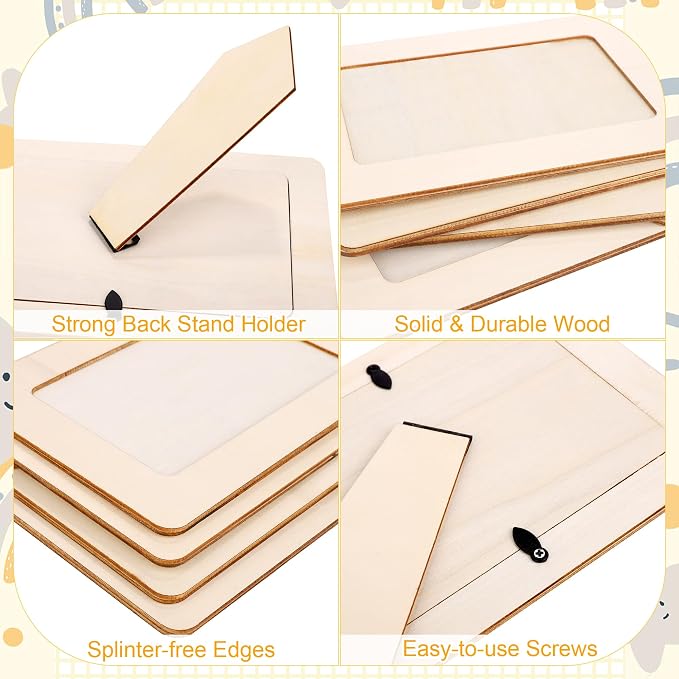 Aneco 72 Packs Picture Frame Painting Craft Kit for 4 x 6 Inch Photo DIY Unfinished Wooden Photo Frames with Diamond and Foam Stickers for DIY Crafts, Paint and Decorate - Image 4
