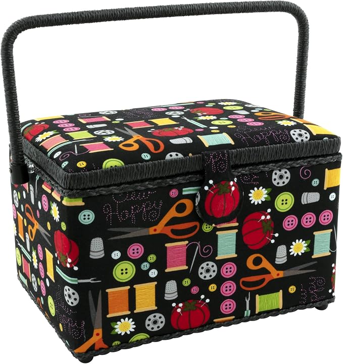 Dritz Large Sewing Basket, Black Sewing Notions by Dritz