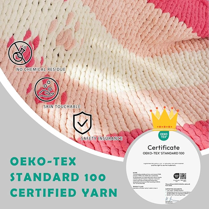 Chunky Yarn for Hand Knitting, Chunky Chenille Blanket Yarn for Crocheting, Bulky Soft Fluffy Chenille for Blanket Project, 8 Pack of 8oz/25yds, Pale Peach - Image 5