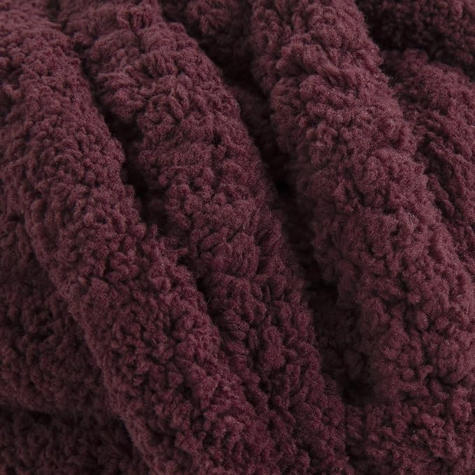 Hombys Wine Red Chunky Chenille Yarn for Crocheting & Knitting, Super Bulky Thick Fluffy Yarn for Hand Knitting Blanket, Soft Plush Yarn, 8 Jumbo Packs (27 yds, 8 oz Each Skein) - Image 9