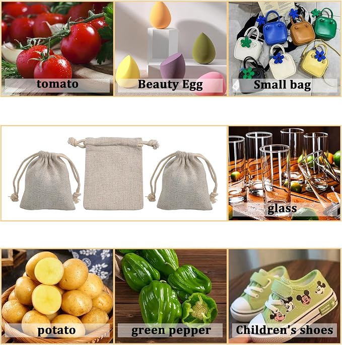 calary 100pcs Double Canvas Drawstring Bag Cotton Pouch Gift Sachet Bags Muslin Bag Reusable Tea Bag - Image 8