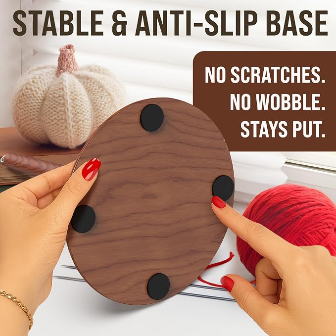 BARVA 2 in 1 Upgraded Table Chunky Yarn Holder 22 Lb & Mini Wristlet Spinner | Bracelet Spindle On the Go for Travel & Car | Wood Crochet Accessories | Compact Fiber Tools | Top Crafts Gifts for Women - Image 4