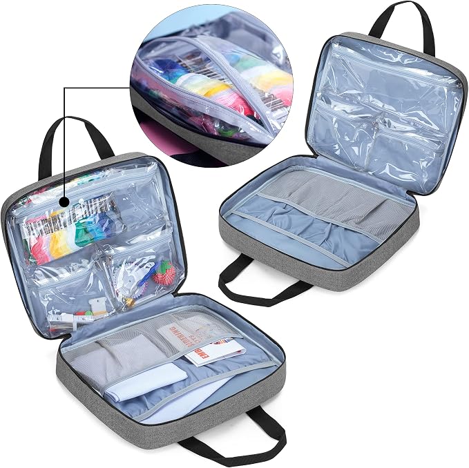 LoDrid Embroidery Kit, Embroidery Project Bag with Embroidery Kit, Gray | Embroidery Starter Kit, Embroidery Supplies Storage Bag, Cross Stitch Kits for Adults - Image 3