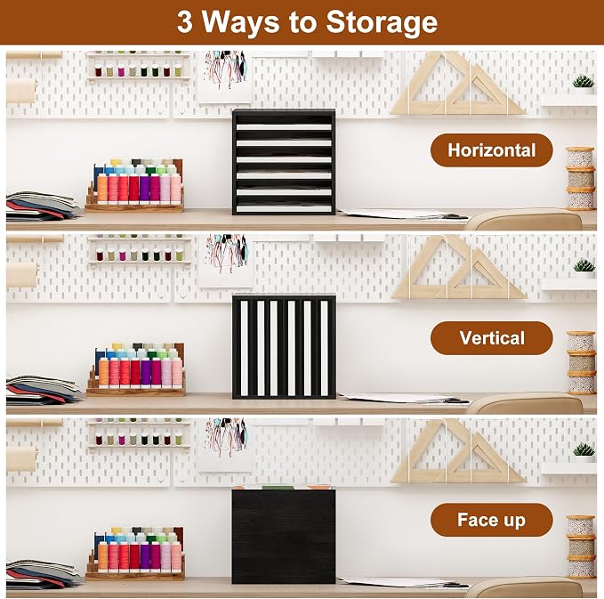 Alpeir 6-Slot 12x12 Scrapbook Paper Storage Organizer, Black | Easy Retrieval, Adjustable Shelves, Heavy Duty, Fit Scrapbook Supplies Craft Tools Storage, For Craft Room Office Classroom - Image 4