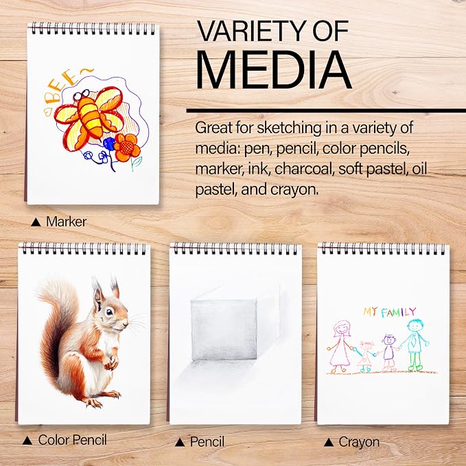 BAZIC Sketch Pad 50 Sheet 6" X 8", Top Bound Spiral Sketchbook Drawing Pads, Sketching Paper Coloring Book for Artist Kids School, 1-Pack | 50-sheet spiral sketch pad, smooth drawing paper for sketching, shading - Image 4