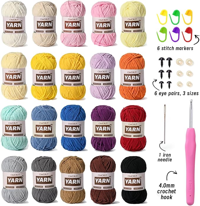 20 Pack 70.5oz/2624yds Bulky Multicolor Yarn Set, Plush Chenille Blanket Yarn for Crocheting, Fluffy Velvet Yarns for Crochet, Fuzzy Baby Yarns for Crocheting Soft, Crochet Amigurumi B - Image 2