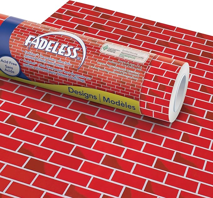 Fadeless Bulletin Board Paper, Fade-Resistant Paper for Classroom Decor | 47.25” x 50’, Tu-Toned Brick, 1 Roll by Fadeless%C2%AE