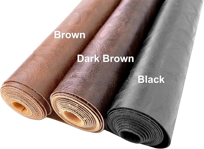 5 Yards 54" x 180" Distressed Crazy Horse Soft Faux Leather Fabric Brown Fake Leather Fabric Upholstery Vinyl for Sofa Chairs Car Seats Crafts - Image 6