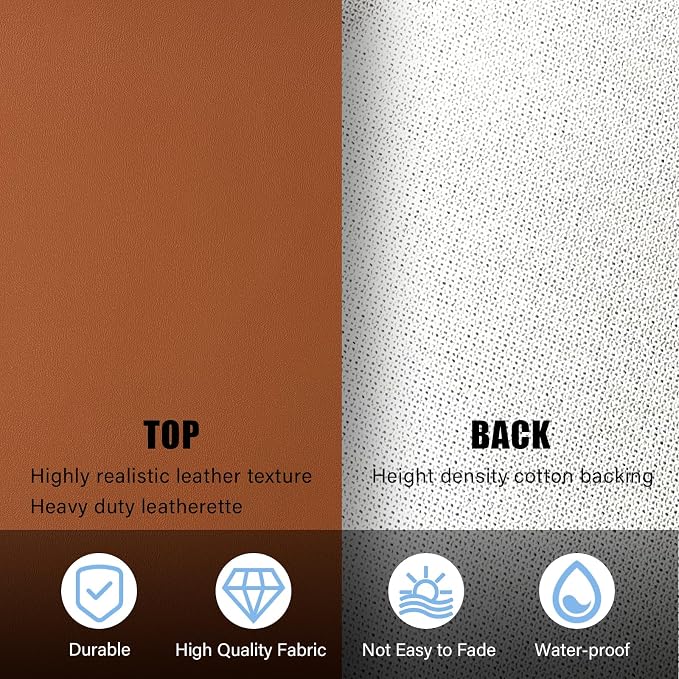 Faux Leather Fabric,54"x72" 1.2mm Thick Durable Synthetic Upholstery Leather Vinyl, Soft Smooth Waterproof, Durable,Replacement Renovate for Wallets, DIY Projects, Furniture, Car Seats 2 Yards-Brown - Image 3