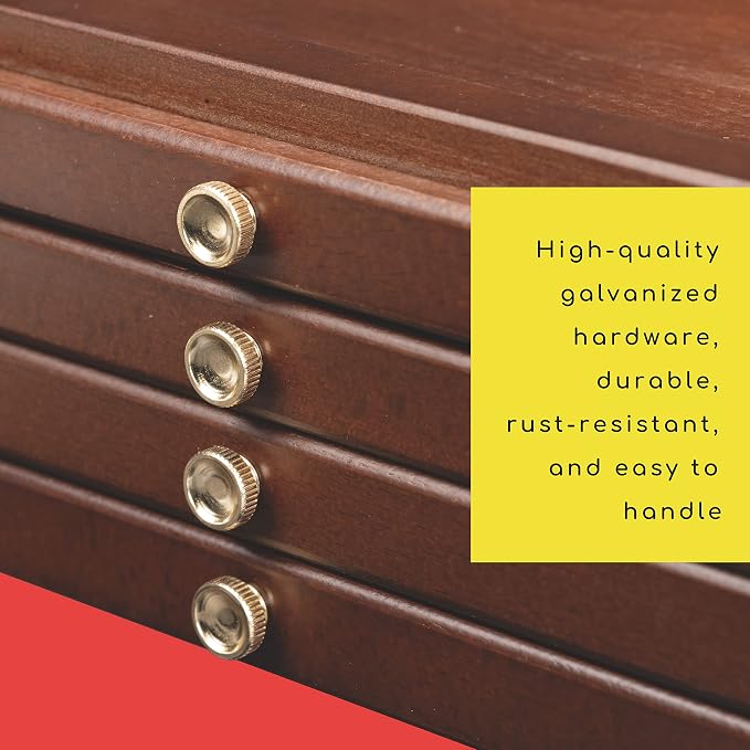 MEEDEN 4-Drawer Art Supply Storage Box - Large Capacity Multi-Function Beech-Wood Pencil Box with Drawer & Compartments for Organizing Pastels, Pencils, Pens, Markers, Brushes & Stamp, Walnut - Image 5