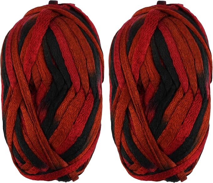 JubileeYarn Mesh Fishnet Yarn - Chunky Acrylic - 200g/Skein - Red Black - 2 Skeins by BambooMN